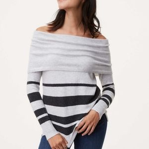 Loft Grey Stripe Cowl Neck Sweater XS, EUC
